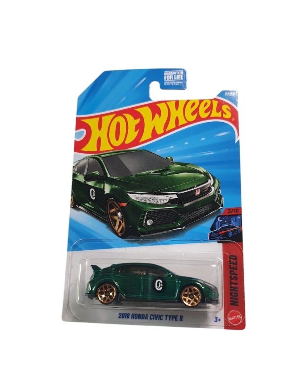 Hot Wheels 2018 Honda Civic Type R Night Speed Series Green Gold Wheels Mattel